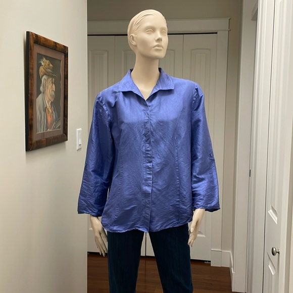Chico’s Women’s Blue Silk 3/4 Sleeve Blouse Size 16 (Chico’s 3) - Picture 1 of 8